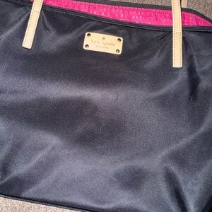 kate spade Black Tote with Pink Interior and Cream Handles